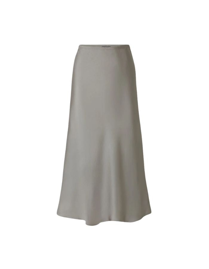 Jupe Fever Vert d'Eau mi-longue en sergé fluide de polyester recyclé, coupe en biais évasée.