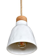 Détail de la Baladeuse nomade en céramique blanche avec long câble textile de 3 mètres, prise et interrupteur