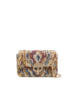 Moyen Sac Moon Vanessa Bruno en toile jacquard multicolore avec fermoir doré et bandoulière chaîne.