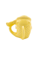 Mug en céramique jaune brillant sculpté en relief en forme de poisson avec anse ergonomique
