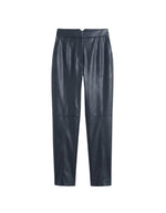 Pantalon ajusté pour femme en matière alternative gris graphite longueur cheville avec découpes aux genoux, modèle Arthur de la marque Hana San.