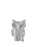 Vase moyen en céramique blanche brillante sculpté en forme de hibou avec motifs peints à la main collection Marni.