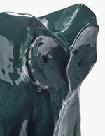 Haut du Vase moyen en céramique vert foncé brillante sculpté en forme de hibou avec motifs peints à la main collection Marni