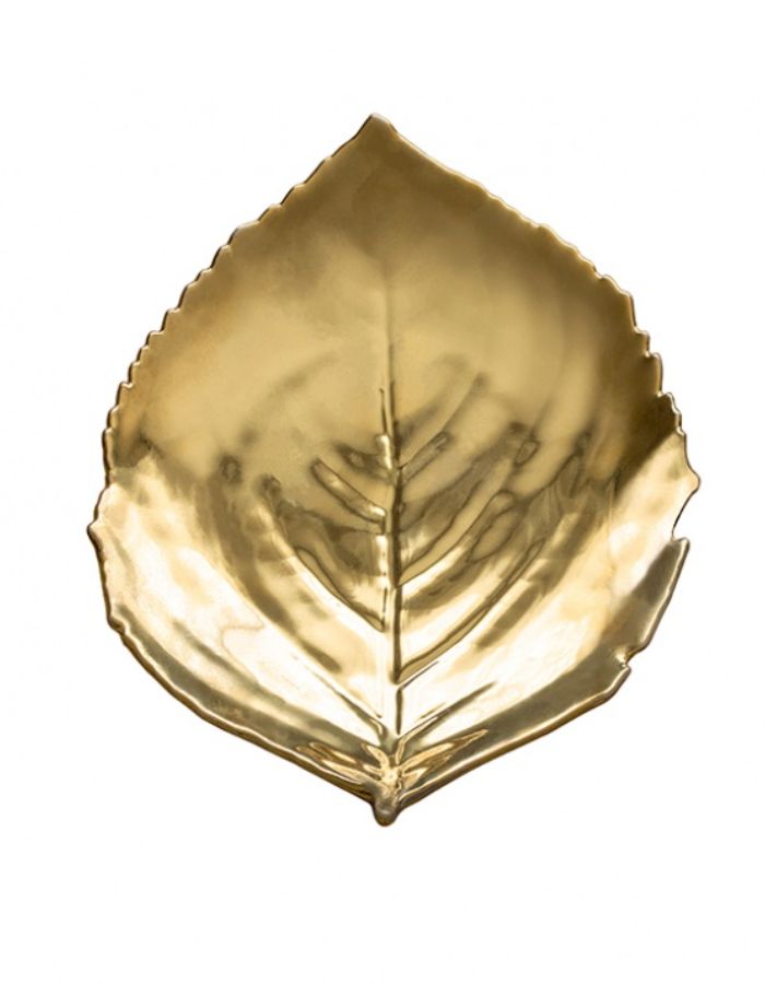 Plat Feuille Hortensia Or