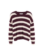 Pull oversized Datus Stripe B en angora rayé bordeaux et beige Bellerose