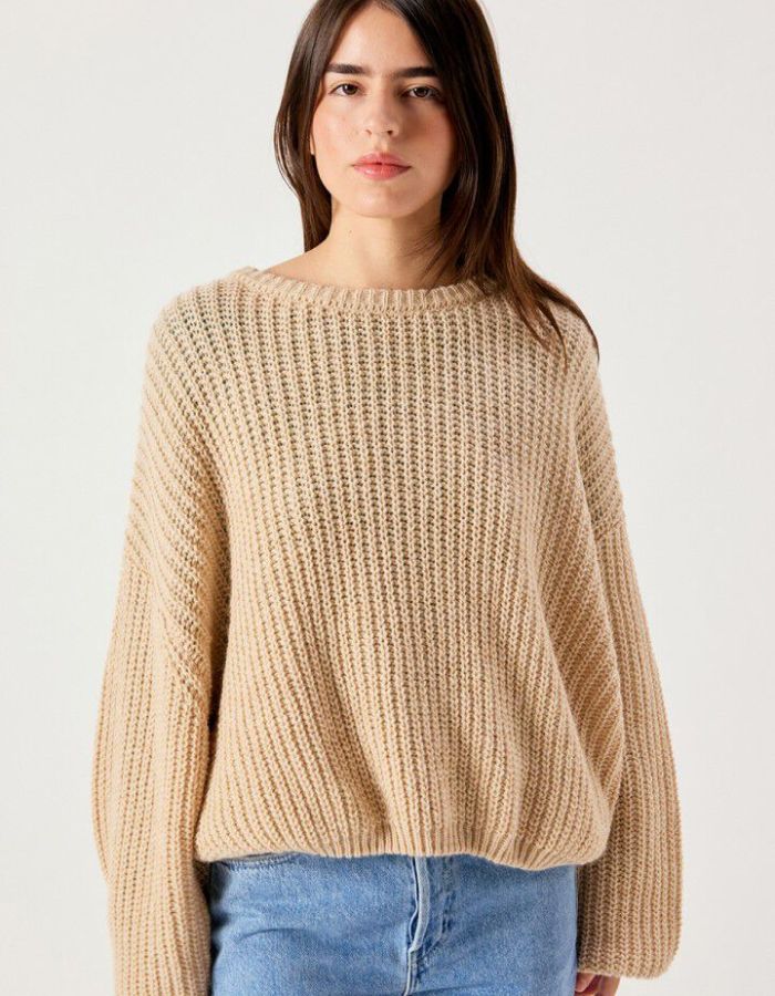 Pull Cyrow Beige Clair Chiné American Vintage