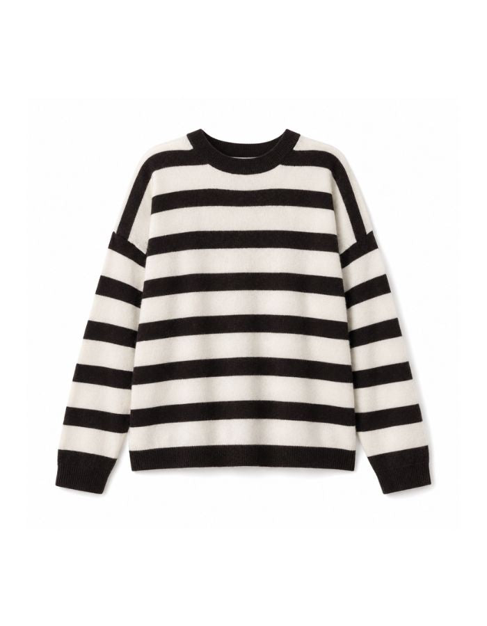 Pull Claudia rayé marron foncé et beige La Comet