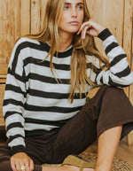 Pull Claudia rayé marron foncé et beige La Comet