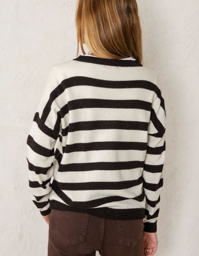 Pull Claudia rayé marron foncé et beige La Comet