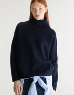 Pull Amedo Navy bleu marine à col cheminée pour femme Bellerose