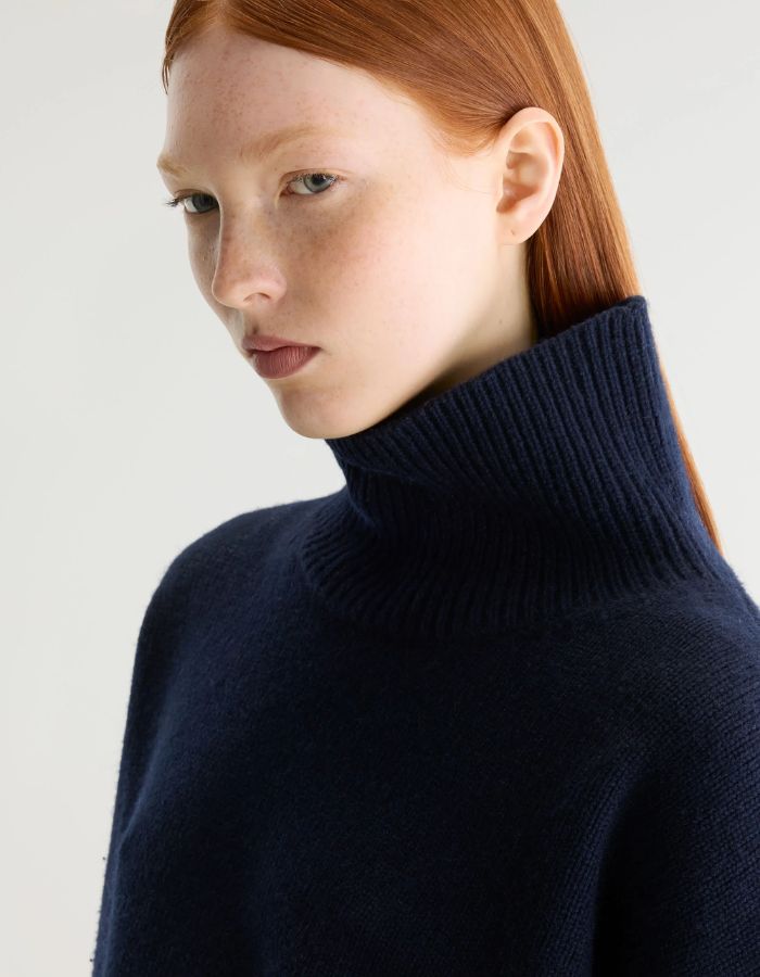Pull Amedo Navy bleu marine à col cheminée pour femme Bellerose