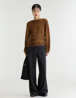 Pull Dioal Combo A Bellerose en maille léopard camel et marron