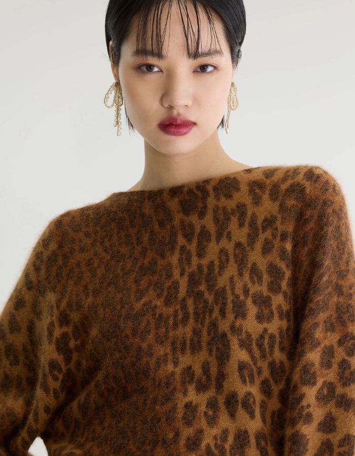 Pull Dioal Combo A Bellerose en maille léopard camel et marron