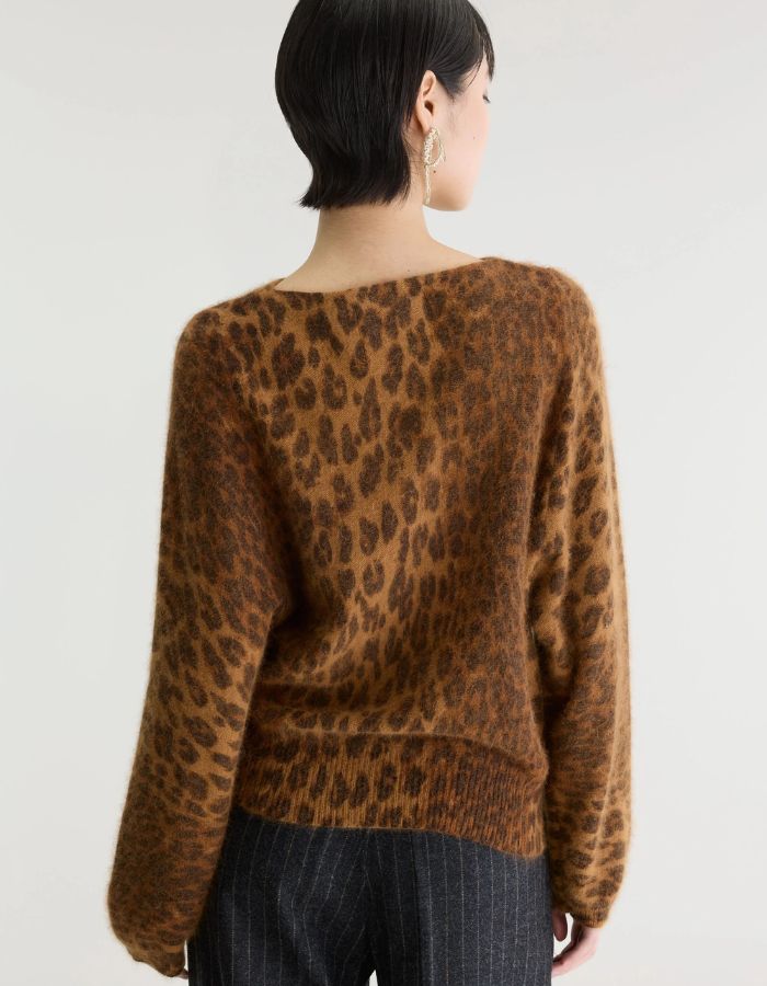 Pull Dioal Combo A Bellerose en maille léopard camel et marron