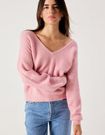 Pull Col V Ample Damsville Tendresse Chiné Rose American Vintage