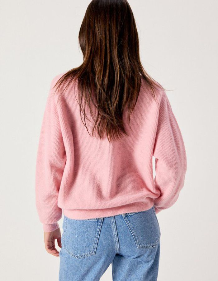 Pull Col V Ample Damsville Tendresse Chiné Rose American Vintage