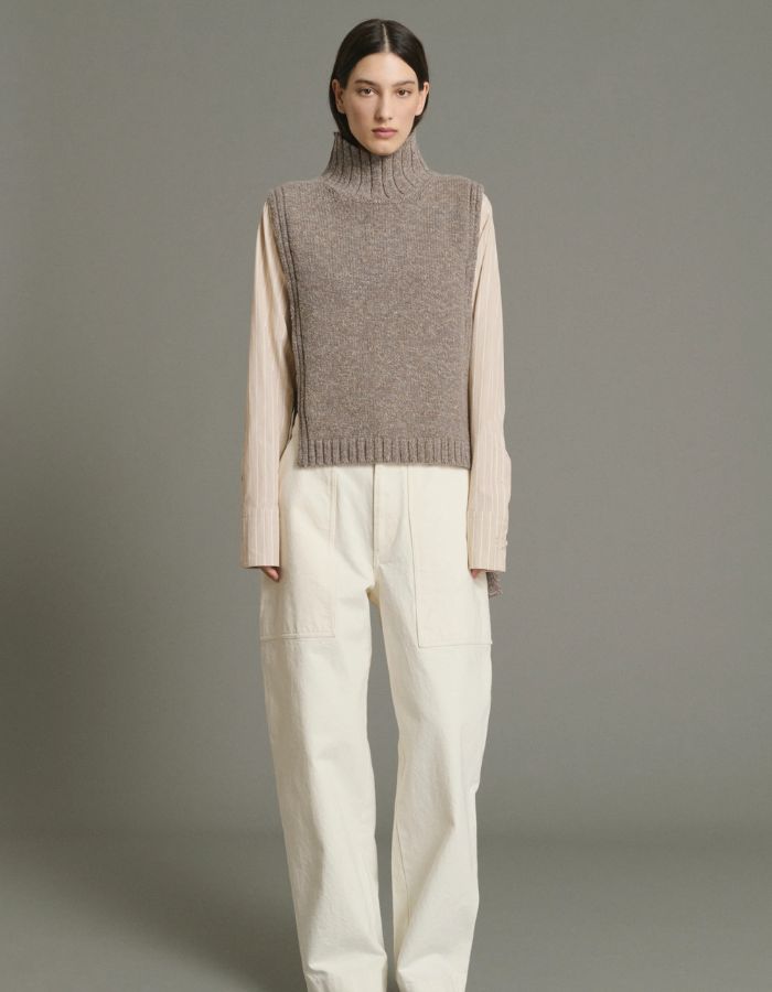 Pull Or Beige Gris plastron Soeur