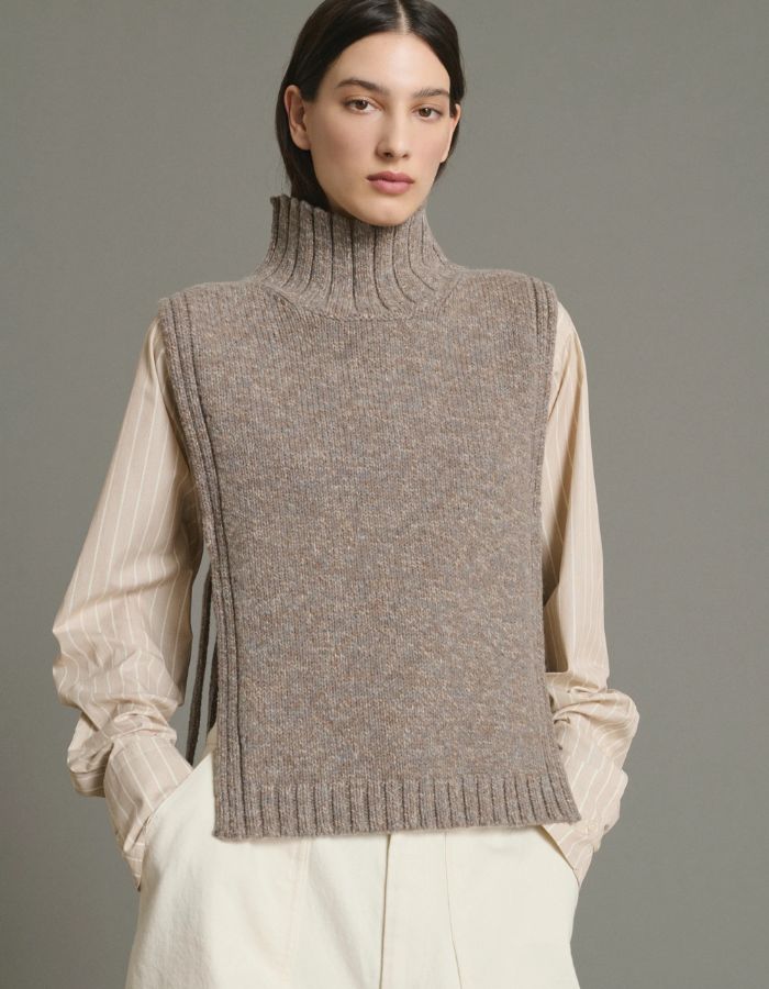 Pull Or Beige Gris plastron Soeur