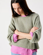 Pull Vitow Kaki multichiné en alpaga et laine – American Vintage