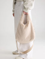 Sac à main Helga Stone en fausse fourrure crème Bellerose