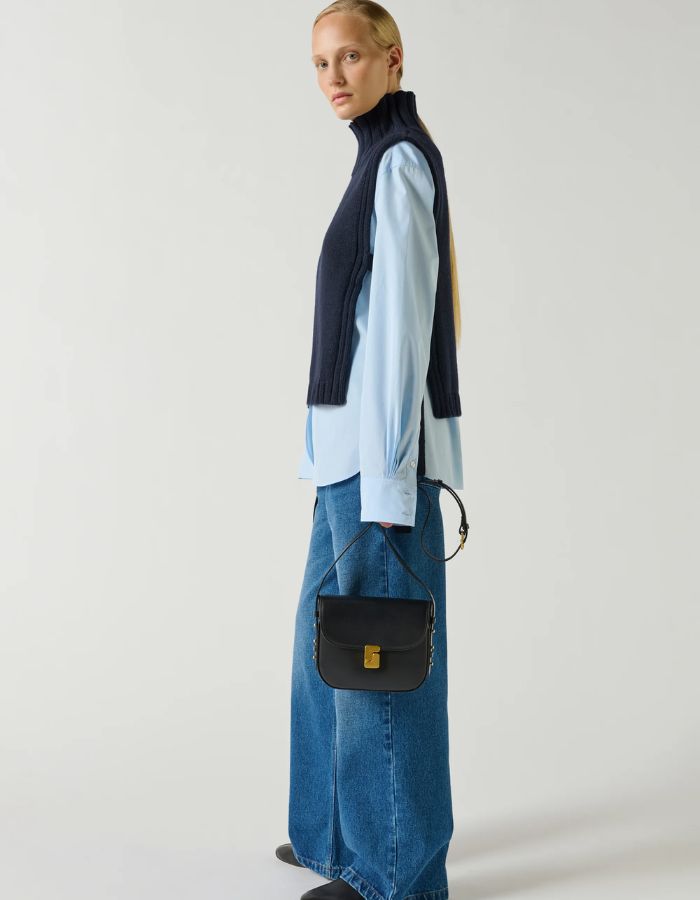 Sac Bellissima Mini Noir en cuir glacé Soeur