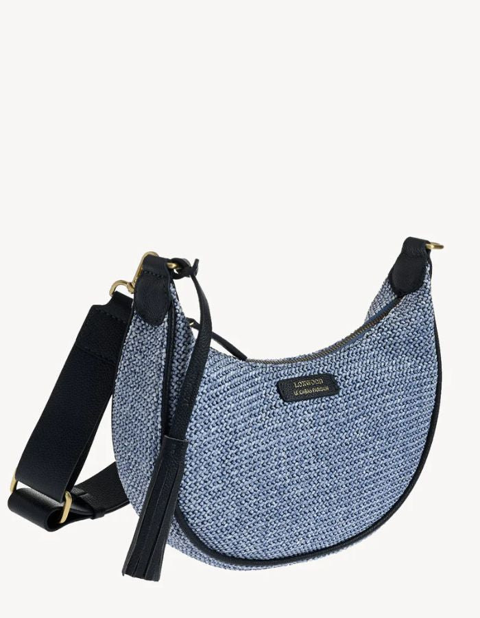 Sac Besace Raphia Albane Blue