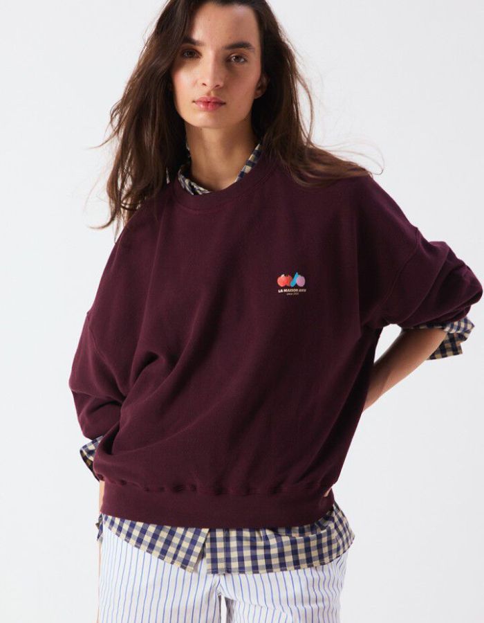 Sweat Ample Col Rond Atubay Lie de Vin American Vintage