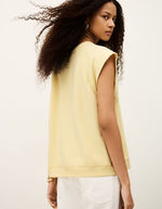 Sweat Beata Jaune Ba&sh sans manches en coton biologique, encolure ronde et finitions bord-côte.