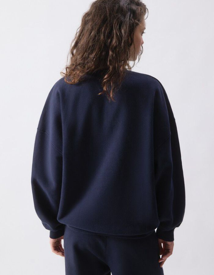 Sweat Col Rond Plizzy Navy Vintage
