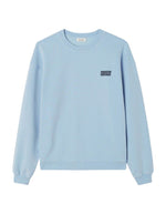 Sweat col rond oversize en coton molleton bleu azurin vintage avec logo American Vintage imprimé sur la poitrine, modèle Plizzy