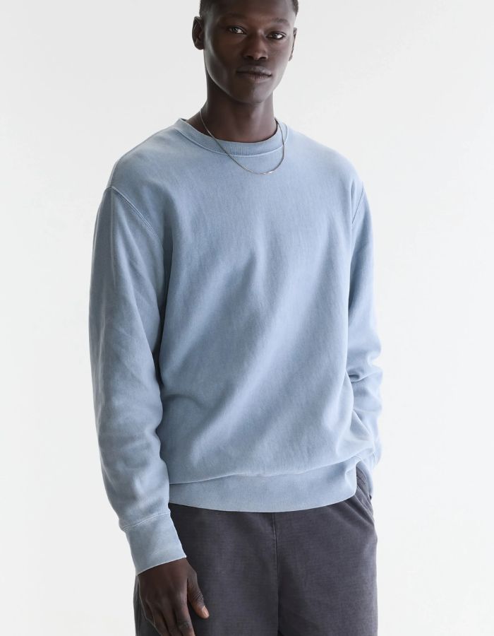 Sweatshirt homme Flake Artic bleu délavé à col rond Bellerose
