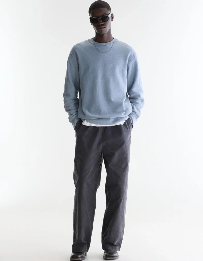 Sweatshirt homme Flake Artic bleu délavé à col rond Bellerose