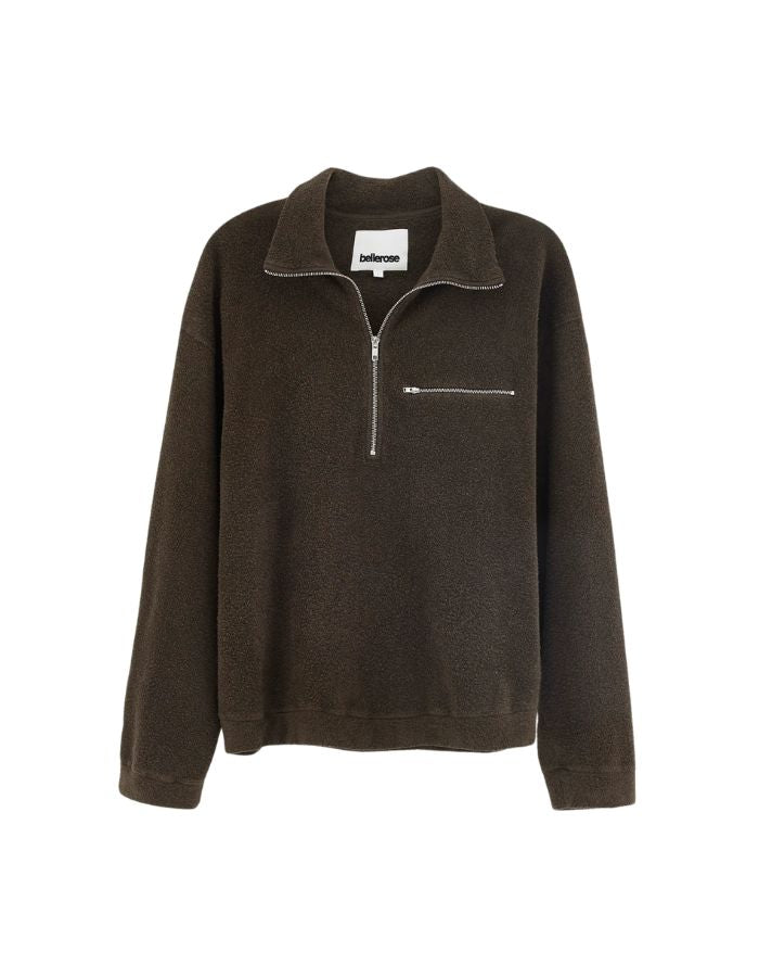 Sweatshirt homme Maber Dark Brown à col zippé Bellerose