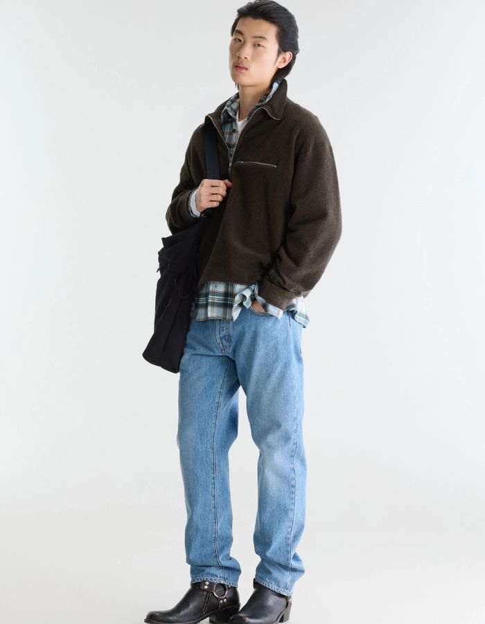 Sweatshirt homme Maber Dark Brown à col zippé Bellerose