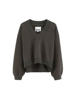Sweatshirt court Sula Wakame vert foncé à col V pour femme Bellerose