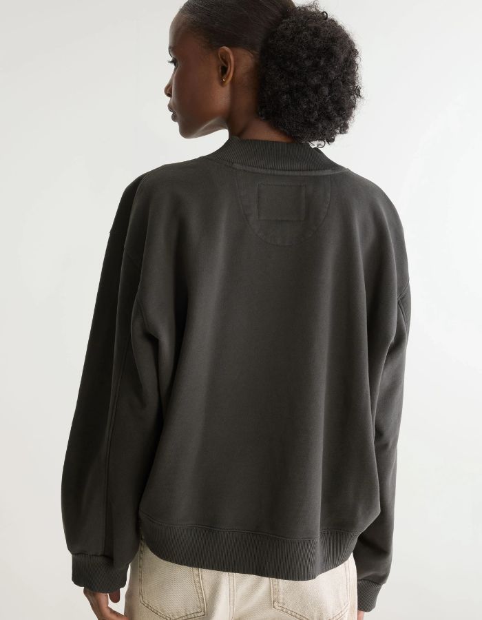 Sweatshirt court Sula Wakame vert foncé à col V pour femme Bellerose