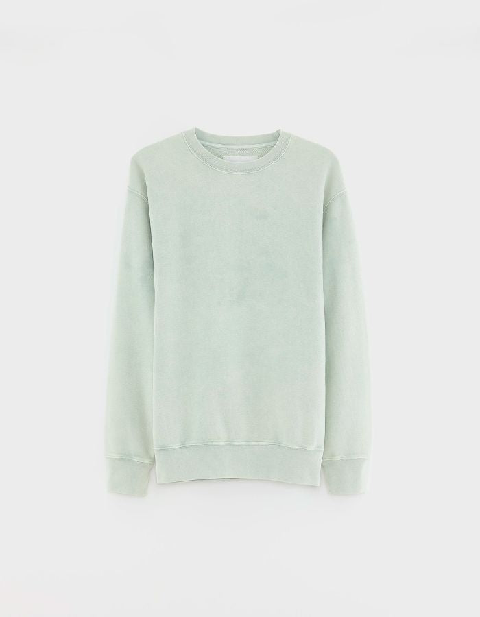 Sweatshirt Flake Aqua Bellerose en jersey de coton, coupe regular fit, col rond, finitions bord-côte.