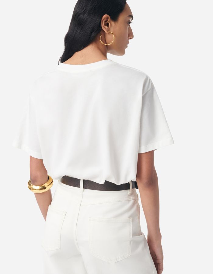 T-shirt Genesos blanc en coton organique, coupe droite, col rond, manches courtes.