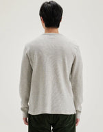 T-shirt jersey gris Bellerose FRESH en coton double face, coupe regular, col rond, manches longues.