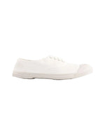 Tennis Bensimon femme blanche à lacets, toile de coton et bout rond en caoutchouc.