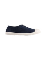 Tennis Bensimon femme marine en coton OEKO-TEX® avec lacets et bout blanc.