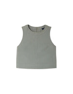 Top Pampa Vert d'Eau en toile de coton, coupe droite, encolure ronde et zip invisible au dos.