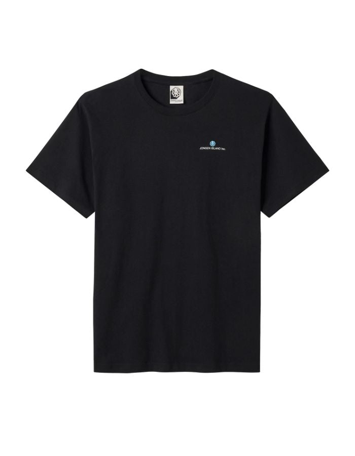 T-shirt à manches courtes pour homme en coton biologique kaki avec logo sérigraphié sur la poitrine et grand visuel au dos, modèle T-Shirt Classic Authentic Diamond Black couleur Kaki de la marque Jonsen Island.