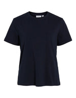 T-shirt Nora Vila bleu marine en jersey de coton biologique, coupe droite, encolure ronde et manches courtes.
