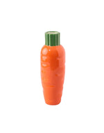 Vase décoratif en céramique orange en forme de carotte avec col vert, design ludique Fluid Market.