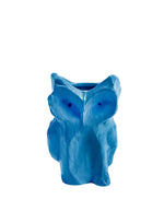 Vase hibou bleu Marni x Serax en céramique émaillée, design géométrique facetté, 23 cm.