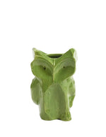 Petit vase hibou Marni x Serax vert forêt émaillé, 23 cm, design géométrique.