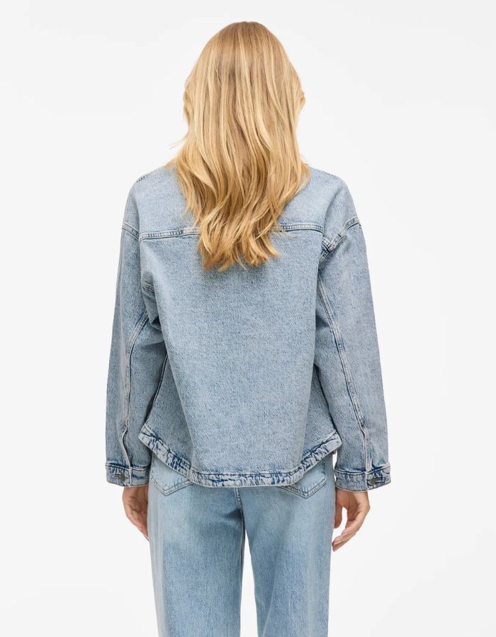 Veste denim light blue Jaf Vila pour femme, coupe intemporelle, dos uni.