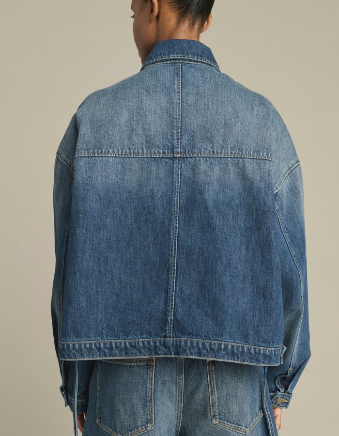 Veste en jean ceinturée Lys bleu délavé Soeur