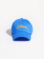 Casquette de baseball Bellerose bleue en coton mélangé avec logo orange brodé.